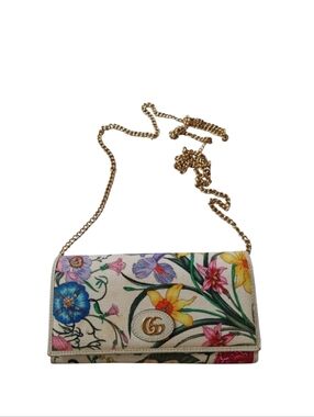 Gucci Limited Edition Marmont Flora Canvas Leather WOC Bag